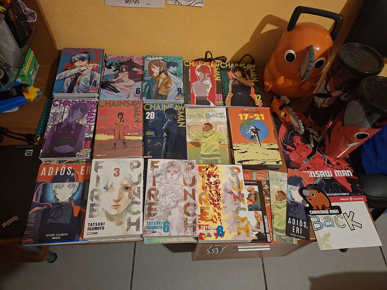 A collection of Tatsuki Fujimoto's manga — Chainsaw Man, Look Back, Fire Punch, Goodbye, Eri