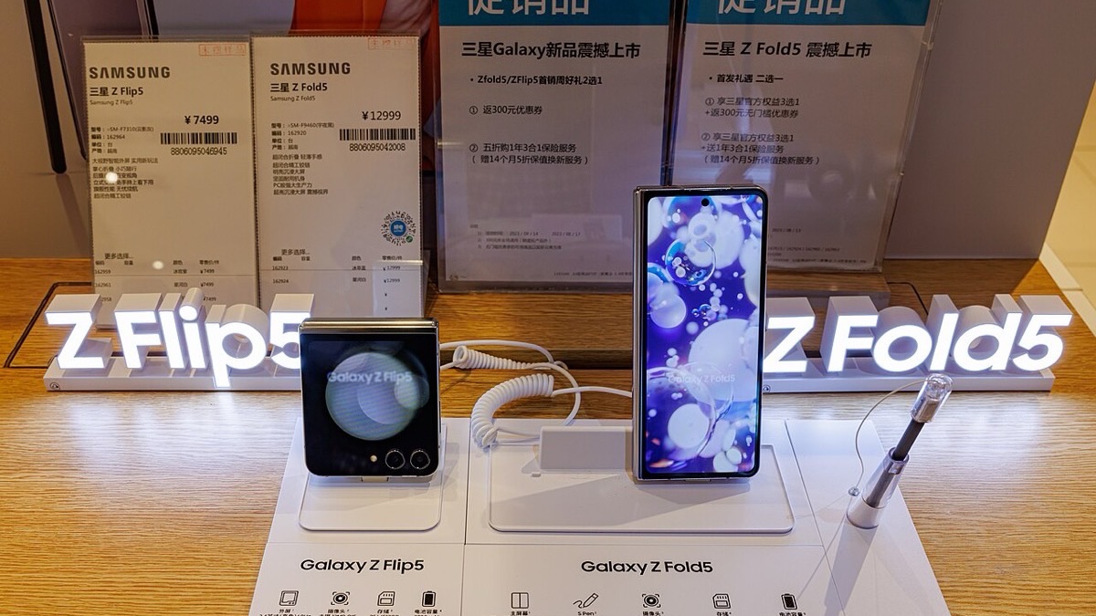 A folding phone, opened — a stand-in for the foldable form factor