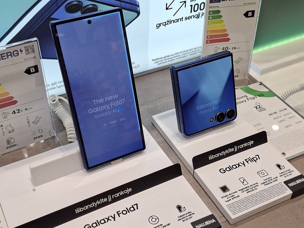 Z Fold 7 đặt cạnh Z Flip 7 — cùng family foldable nhưng khác đẳng cấp về cả giá lẫn use case