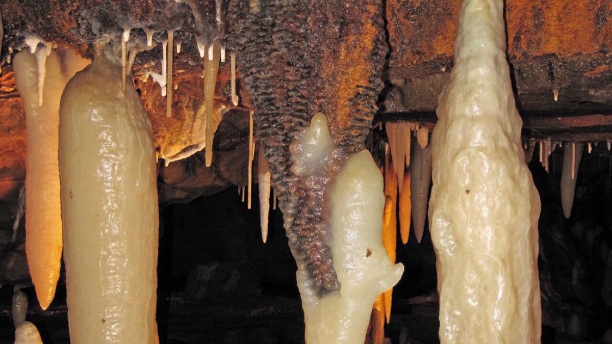 Dripstone in a dark cavern — a stand-in for the dungeon atmosphere of Solo Leveling