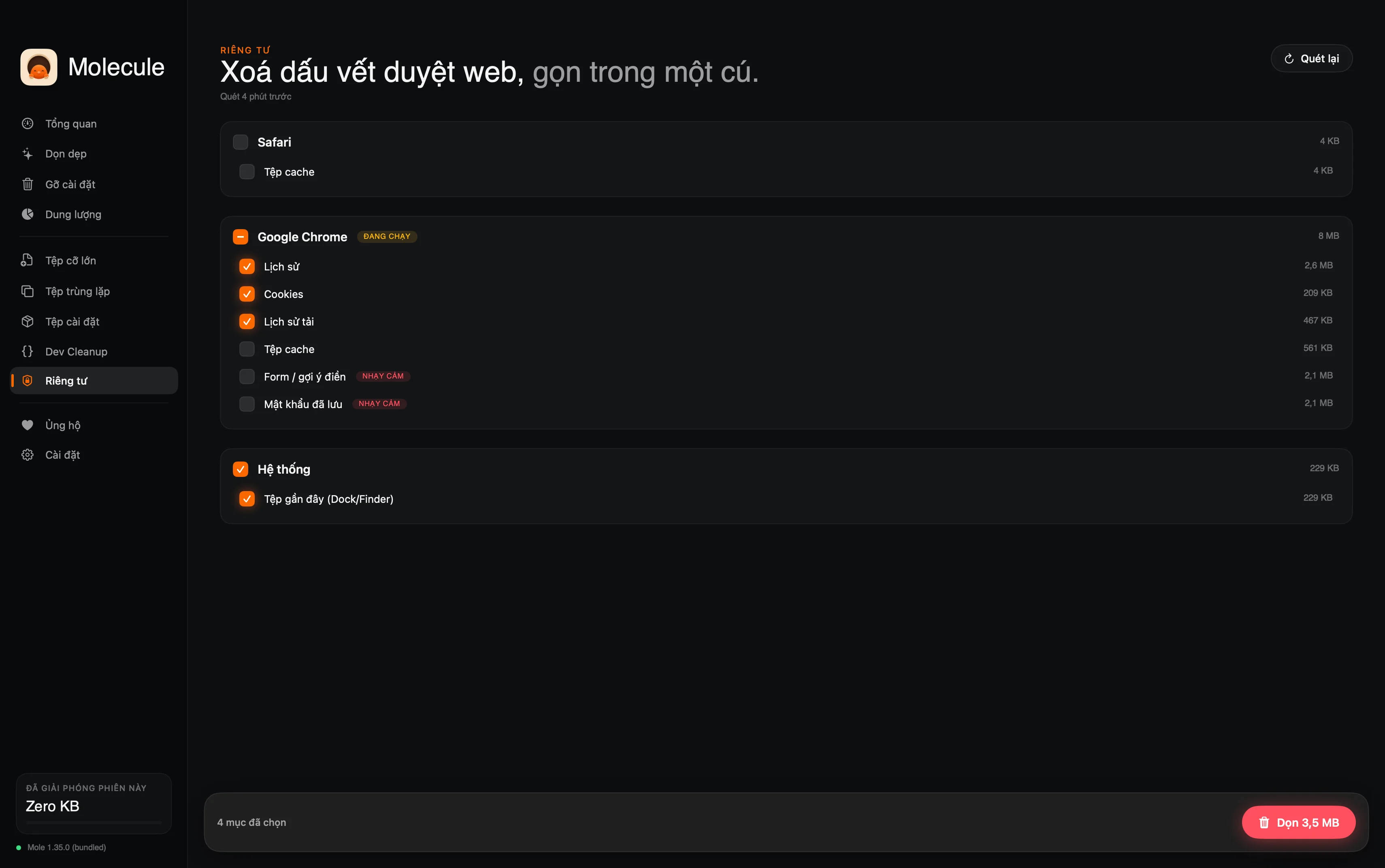 Molecule — Privacy Cleaner