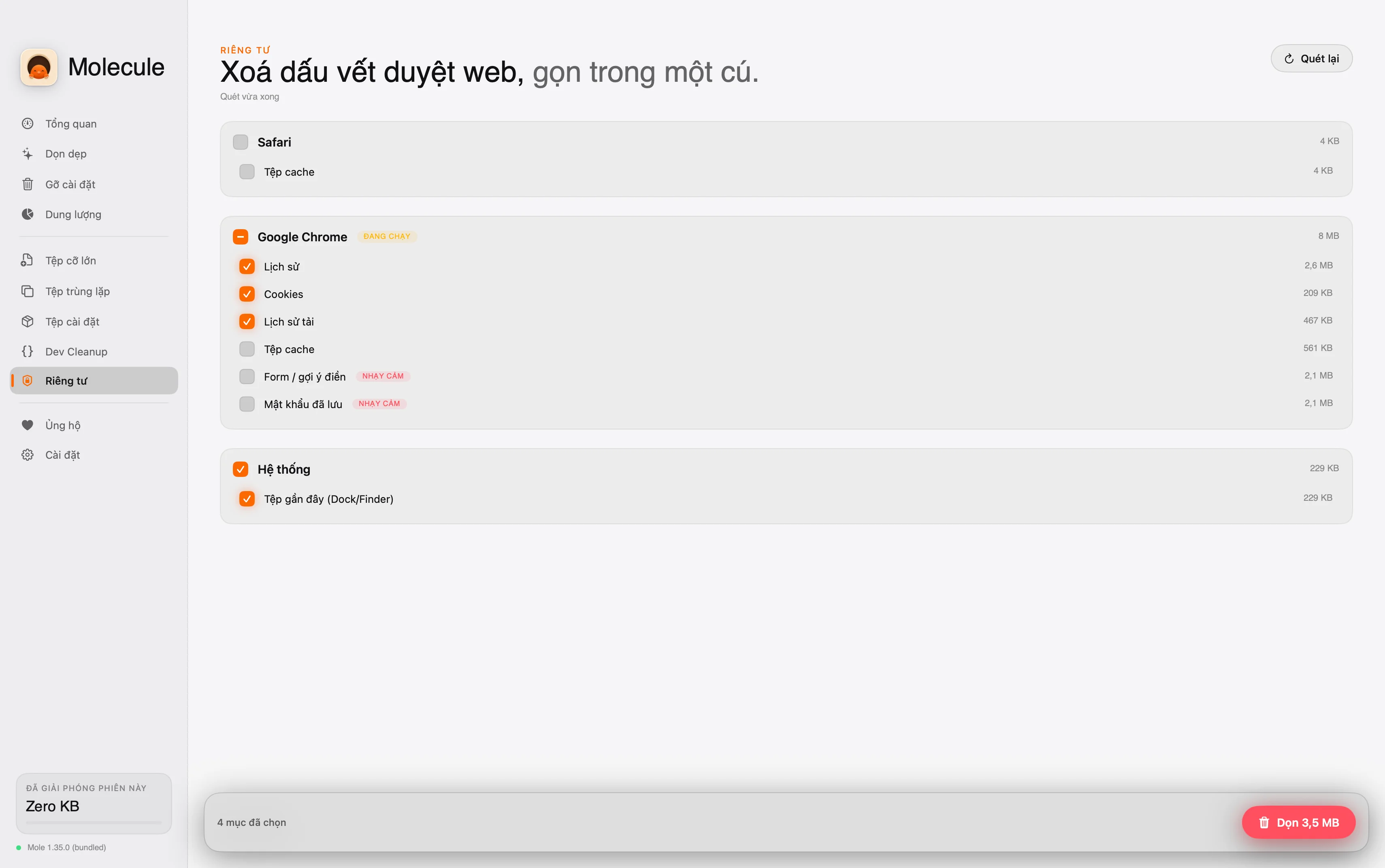 Molecule — Privacy Cleaner