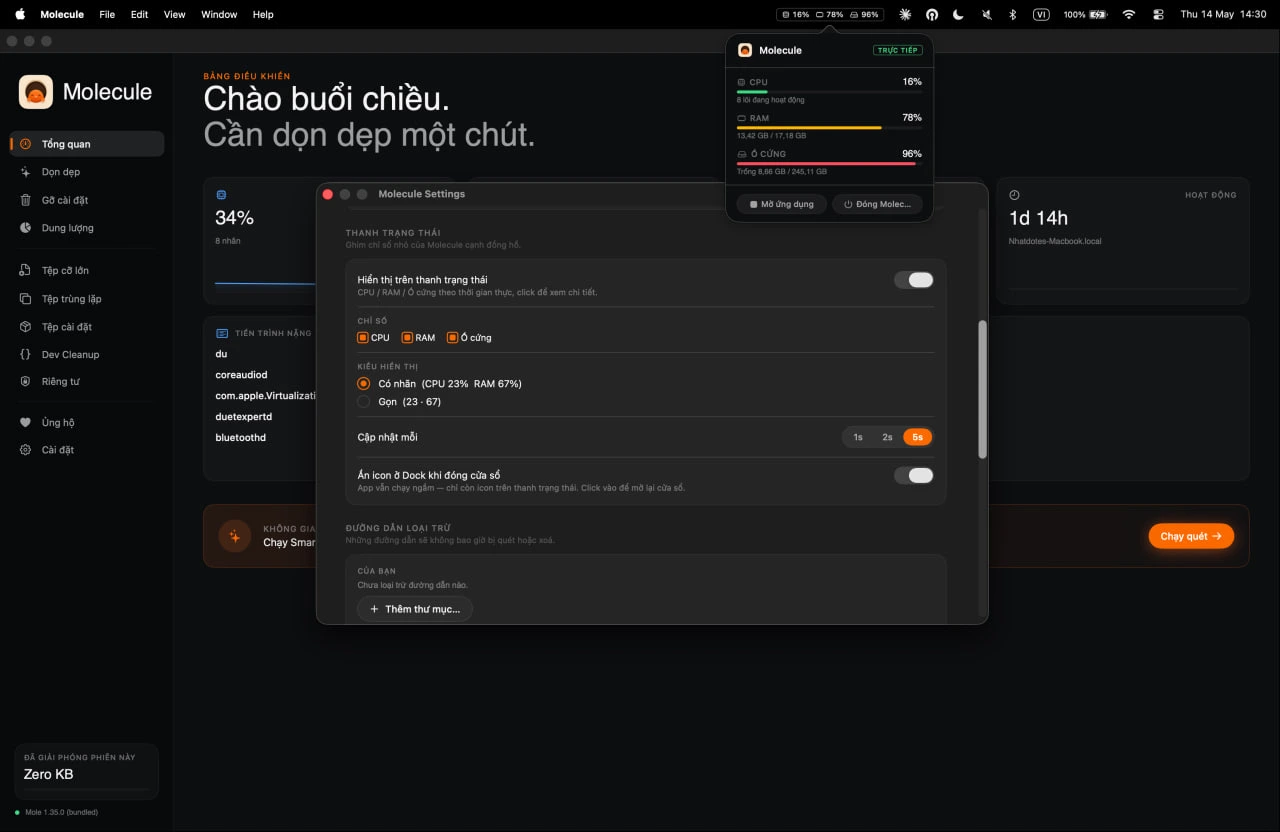 Molecule — Status bar